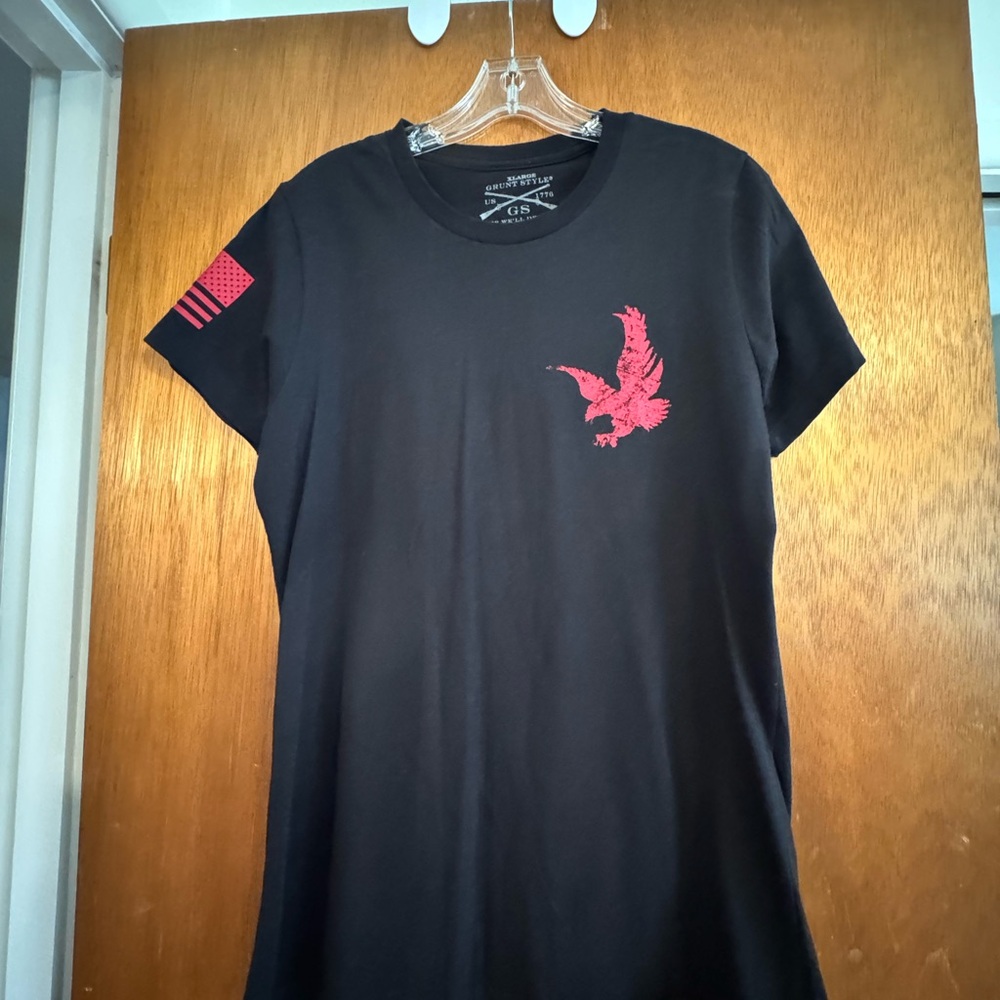 Grunt Style Black Tee with Red Eagle Design